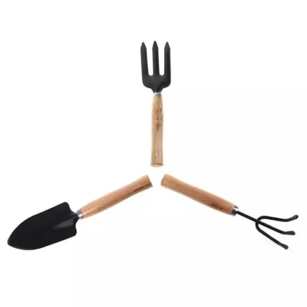 3Pcs Spade Fork Shovel Rake Harrow Set Home Mini Gardening Tools Potted Landscape Plants Maintenance Suit Wood Handle kids - Image 4