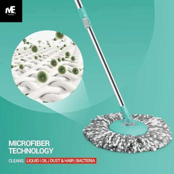 Royal Spin Mop with Big wheels and Stainless Steel Wringer | Premium Floor Cleaning System with 2 Microfiber Refills & Easy-to-Use Bucket | Ultimate Spin Mop Set for Effortless Home Maintenance