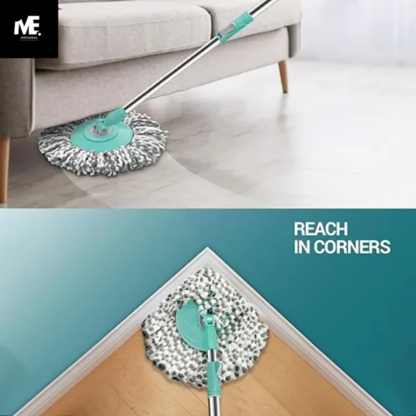 Royal Spin Mop with Big wheels and Stainless Steel Wringer | Premium Floor Cleaning System with 2 Microfiber Refills & Easy-to-Use Bucket | Ultimate Spin Mop Set for Effortless Home Maintenance - Image 3