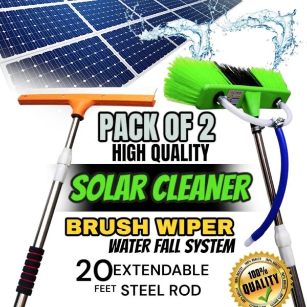 Pack of 2 Solar Wiper & Solar Brush with 1 Rod Solar Panel Cleaning Brush & Wiper Kit - 20 Foot Long Solar Panel Cleaner with Wash Brush, Solar Panel Washing Brush, Effective Solar Panel Maintenance, Solar Cleaning Kit for Home & Co - Image 8